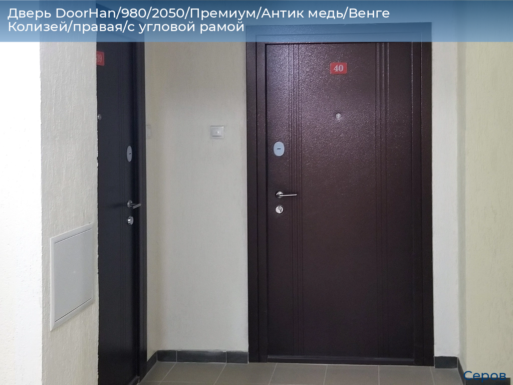 Дверь DoorHan/980/2050/Премиум/Антик медь/Венге Колизей/правая/с угловой рамой, serov.doorhan.ru