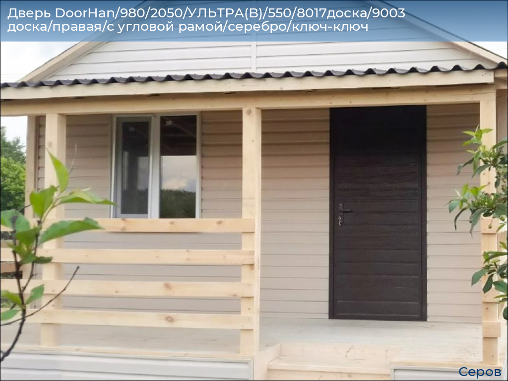 Дверь DoorHan/980/2050/УЛЬТРА(B)/550/8017доска/9003 доска/правая/с угловой рамой/серебро/ключ-ключ, serov.doorhan.ru