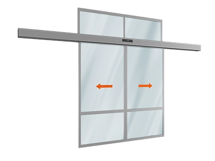 Комплект автоматической раздвижной двери (две подвижные лайтстворки и фрамуга сверху) для привода ad-sp